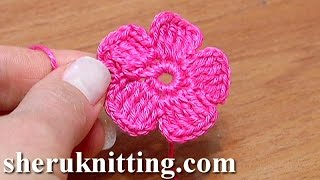 Crochet Small FivePetal Flat Flower [upl. by Nassi]