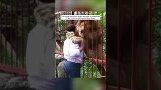 Touching moments when animals reunite with their saviors who saved their lives animalshorts [upl. by Hewes]