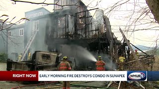 Sunapee condo destroyed in early morning fire [upl. by Lecirg]