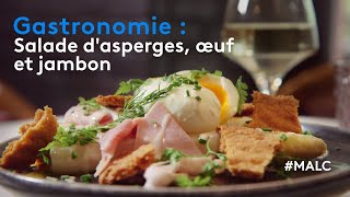 Gastronomie  salade dasperges œuf et jambon [upl. by Eesyak]