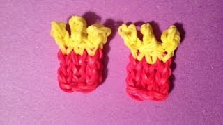 How to Make a French Fry Charm on the Rainbow Loom  Original Design [upl. by Lerrej]