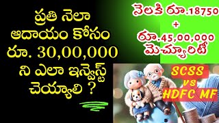 RetirementLumpsum Rs 3000000 ఎక్కడ Invest చెయ్యాలి  Regular Income scheme  SCSS vs HDFC Fund [upl. by Sabu232]