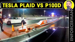 TESLA MODEL S PLAID VS P100D DRAG RACE [upl. by Assele142]