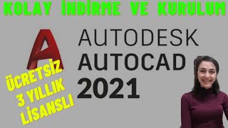 AUTOCAD 2021 ÜCRETSİZ ÖĞRENCİ SÜRÜMÜ İNDİRME VE KURULUM YAPMA AutoCAD YüklemeFree Autocad Download [upl. by Aical]