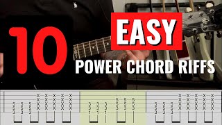 10 Easy Power Chord Riffs For Beginners with tabs [upl. by Anear]