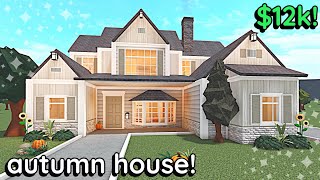 12k Fall Bloxburg Roleplay House Build 2 Story Exterior Tutorial [upl. by Aim646]