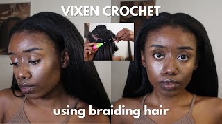 HOW TO vixen crochet braids with 100 kanekalon hair  NATURAL HAIR BLOWOUT [upl. by Rimidalb]