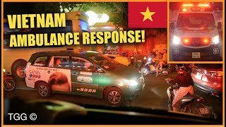 Ride Along Saigon Ambulance Response Through Nighttime Traffic Siren  HORN [upl. by Lowrance]