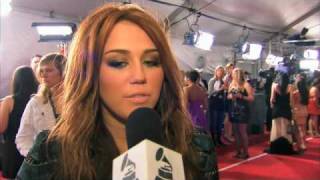 52nd GRAMMY Awards  Miley Cyrus Interview [upl. by Ahcilef]