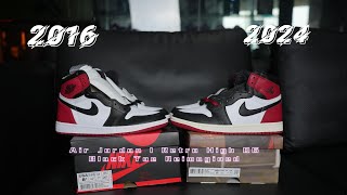 Air Jordan 1 Retro High OG Black Toe Reimagined 2024 VS 2016 [upl. by Walls]