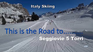 Italy Skiing This is the Road to Seggiovie 5 Torri [upl. by Kos]