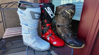 Premium Motorcycle Boot Comparison  Gaerne SG22 vs Alpinestars Tech 10 vs Sidi Crossfire 3 [upl. by Strohben]