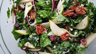 Kale Salad With Pears and Maple Pecans Recipe [upl. by Eecats]