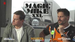 MAGIC MIKE XXL  Channing Tatum amp Joe Manganiello Interview [upl. by Lorrin]