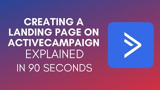 How To Create A Landing Page On ActiveCampaign 2024 [upl. by Nevaeh]