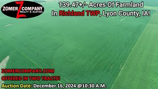 Live Public Auction Of 2 Outstanding Tracts Of Richland TWP Lyon County IA Farmland [upl. by Tombaugh574]