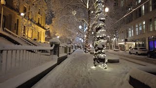 Walking Downtown Portland during the Snowstorm at Night February 2023 [upl. by Akerdna]