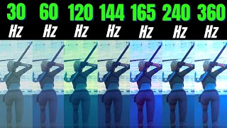 Fortnite 30Hz vs 60Hz vs 120Hz vs 144Hz vs 165Hz vs 240Hz vs 360Hz [upl. by Sherborne]