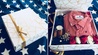 How to make classy box  shirt box tutorial  hamper box  gift box  trending gift box [upl. by Adias]