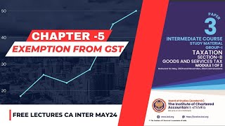 Exemption Under GST chapter 5  GST CA Inter may 2024  One Shot  CA LEADER [upl. by Costanza900]