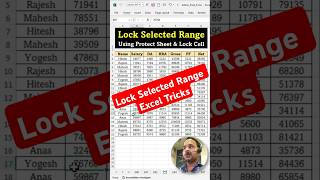 Excel Unique Tricks  Lock Selected Range  Lock Selected Range Protect and Lock Cell  ytshort [upl. by Friedly]