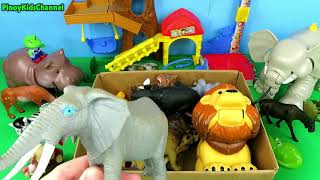 Box Full Of Toys Wild Zoo Animals For Babies Learn Animal Names and Sounds For Kids Toddler Fun Play [upl. by Rosner]