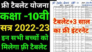 CLASS 10TH FREE TABLET YOJNA LIST 202223 कक्षा 10वी फ्री टेबलेट योजना 202223 लिस्ट PDF [upl. by Julieta497]