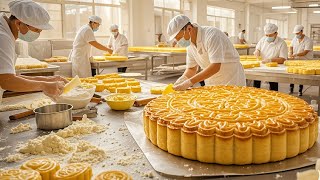 Fully Automatic Mooncake Factory Happy Workers Make Delicious Mooncakesmooncake chinesecake [upl. by Ynna]