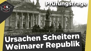 Scheitern der Weimarer Republik Ursachen und Grundzüge  Weimarer Republik Ursachen einfach erklärt [upl. by Bohlen]