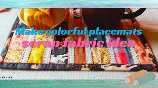 Make a colorful placemat⭐Scrap fabric quilt ideashand stitching [upl. by Nehgam]