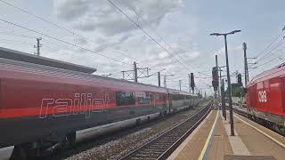 Einfahrt des railjet 631 am 09062024 in Wr Neustadt Hbf [upl. by Sukramal]