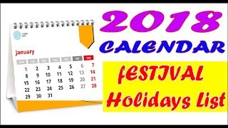 2018 calendar with holidays [upl. by Ellinet]