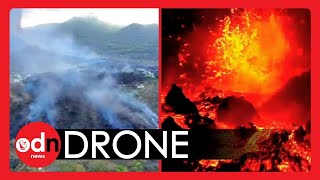 Drone Footage Shows La Palma DESTRUCTION [upl. by Yelahc467]