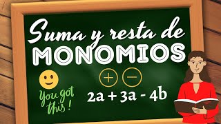 ➕Suma y ➖resta de monomios  Ejercicios resueltos ✔️ Álgebra [upl. by Bollay]