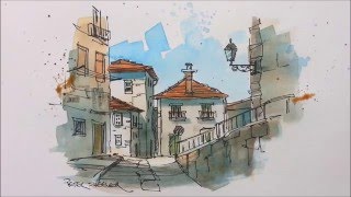 A pen and wash watercolor in my Urban Sketching style Great for beginners and seasoned artist alike [upl. by Llewellyn]