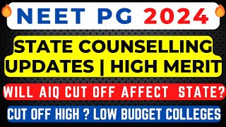 NEET PG 2024 LATEST NEWS🔥STATE WISE COUNSELLING UPDATE  HIGH OR LOW CUT OFF   AIQ 50 AFFECT [upl. by Erasaec]