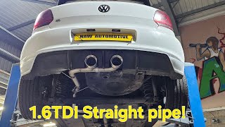 EXTREME SOUND Volkswagen Polo 16TDI Straight Pipe ROARS [upl. by Stockmon]