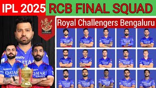 IPL 2025 Royal Challengers Bengaluru final squad  RCB new squad 2025  RCB Team players list 2025 [upl. by Kevin]