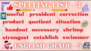 English Grade 5 Spelling List 3 [upl. by Nivad]