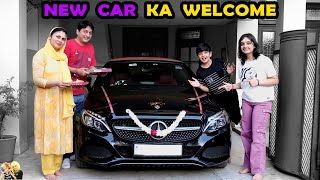 NEW CAR KA WELCOME  First ride in Mercedes C300 with family  Aayu and Pihu Show [upl. by Howund]