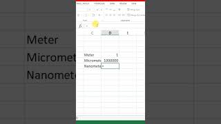 Convert Meter into Nanometer in Microsoft Excel nanometer excel shorts [upl. by Asiilanna]