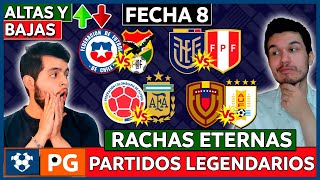 🔴RACHAS ETERNAS FECHA 8 ELIMINATORIAS 2026🔥DUELOS LEGENDARIOS FECHA 8🔥ALTAS Y BAJAS🔥AB 4X29 [upl. by Macswan]