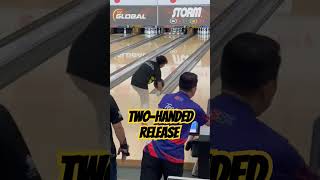 Twohanded Release shorts twohandedrelease bowlingtechniques [upl. by Elleined60]