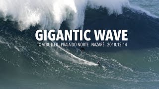 Gigantic Wave Tom Butler  Nazaré Portugal  20181214 Surf Big Waves 4K [upl. by Gawen]