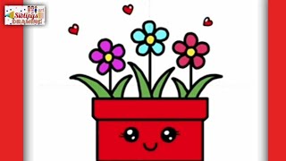 How to Draw Flower Pot Easy Step by Step [upl. by Udelle]