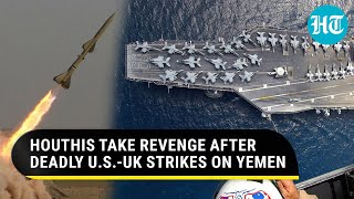 Houthis Rain Missile Fire On US Warship After AmericanBritish Strikes On Yemen Kill 16 Iran Warns [upl. by Christoper]