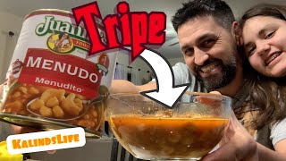 Lets Try Canned Menudo Soup by Juanitas  Sopa De Menudo  Tripe Soup [upl. by Schlesinger446]