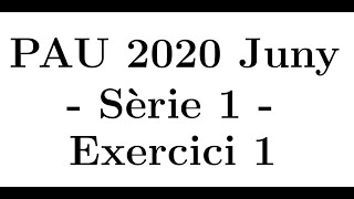 Selectivitat Matemàtiques CientíficTecnològic Juny 2020 Sèrie 1  Exercici 1 [upl. by Arenahs]