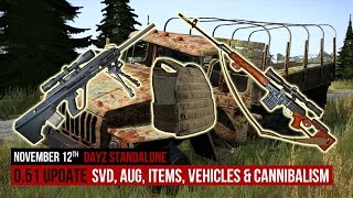 VEHICLES amp CANNIBALISM «DayZ Standalone» Update 051 SVD AUG New Items Vehicles amp Cannibalism [upl. by Bengt]