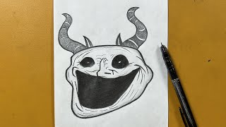 How to draw scary troll face stepbystep  creepy drawing tutorial [upl. by Drahser]